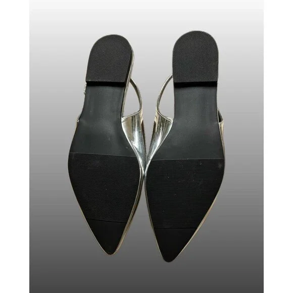 “Madden Girl” Slingback Metallic Silver Mirror Flats Size 10 *New - Picture 3 of 6